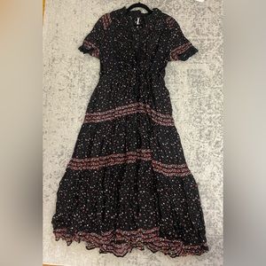 Free People Black Maxi dress with floral pattern